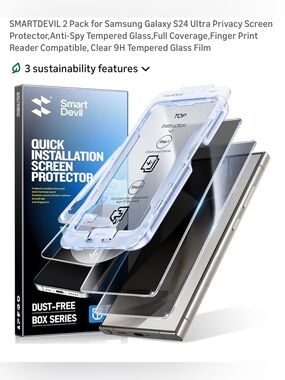 NEW SMARTDEVIL 2 Pack for Samsung Galaxy S24 Ultra Privacy Screen Protector